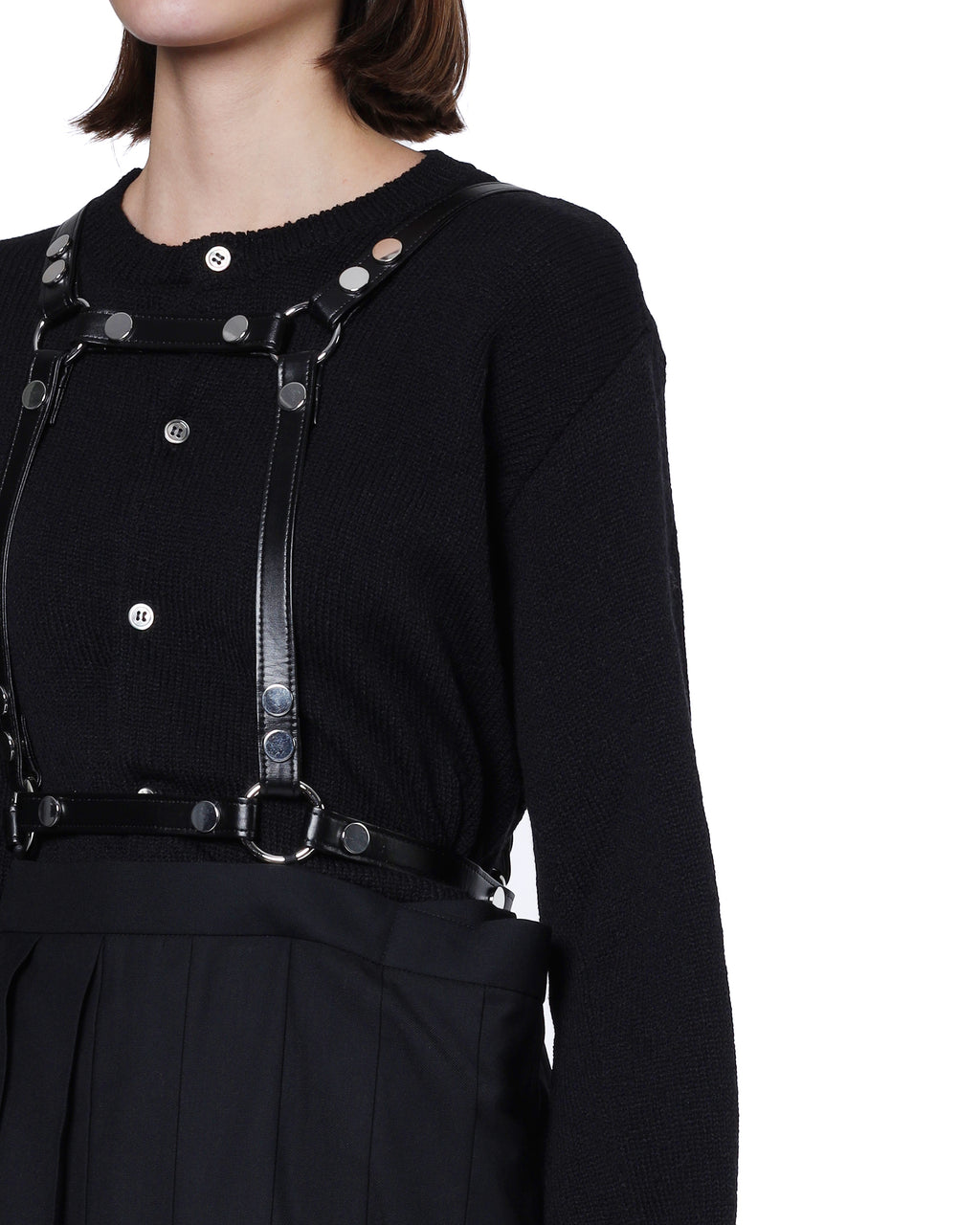 Pleated suspender skirt