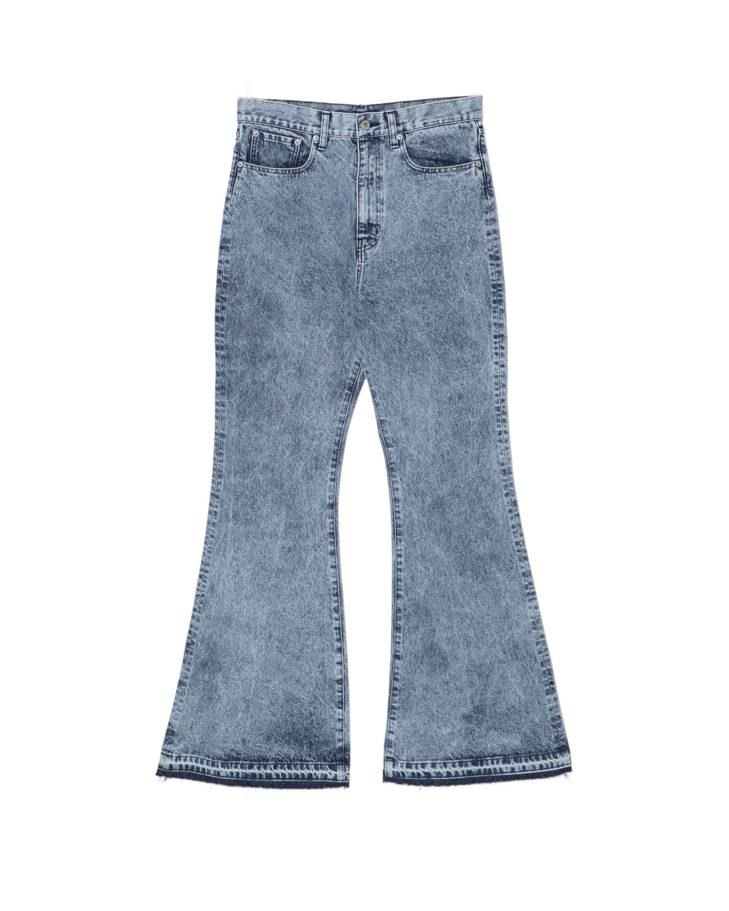 Stone washed flared jeans