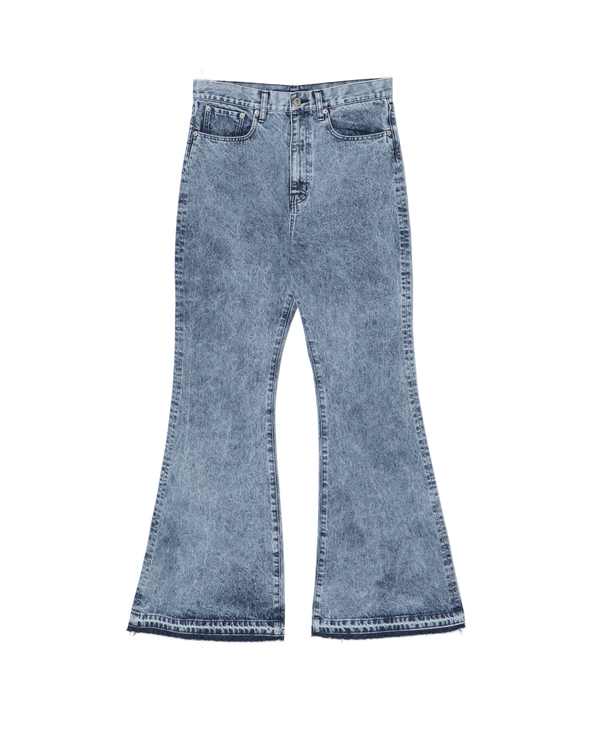 Stone washed flared jeans