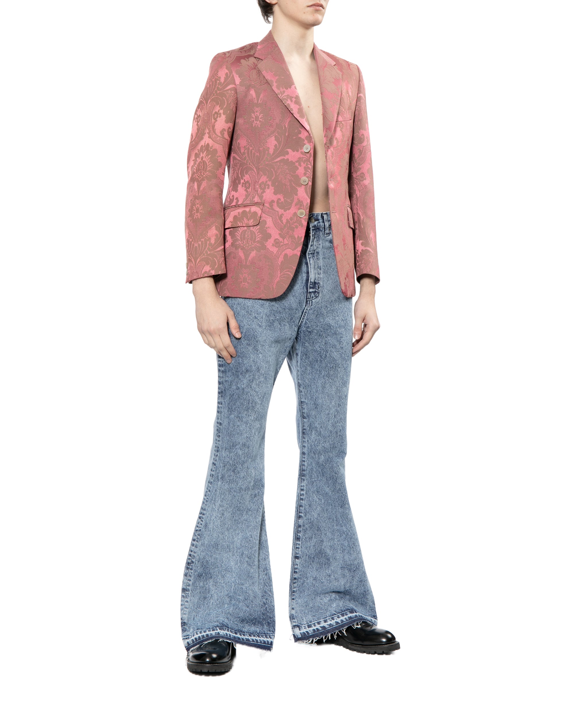 Stone washed flared jeans