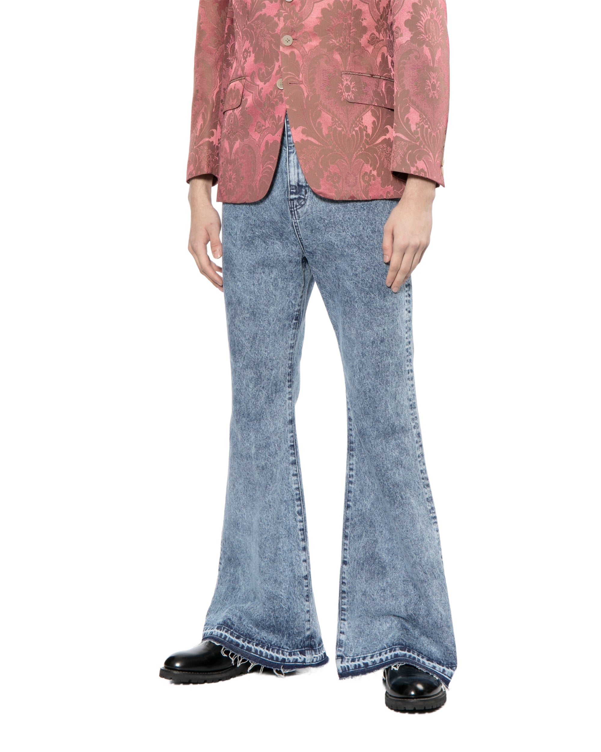 Stone washed flared jeans