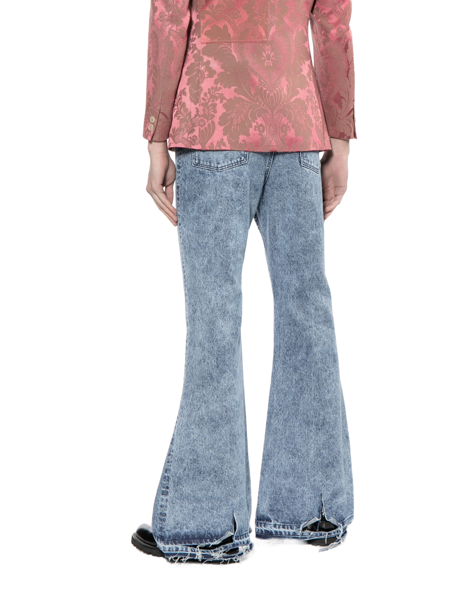 Stone washed flared jeans