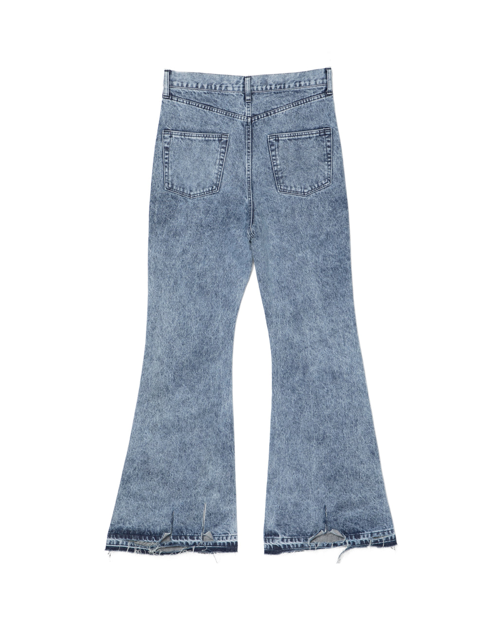 Stone washed flared jeans