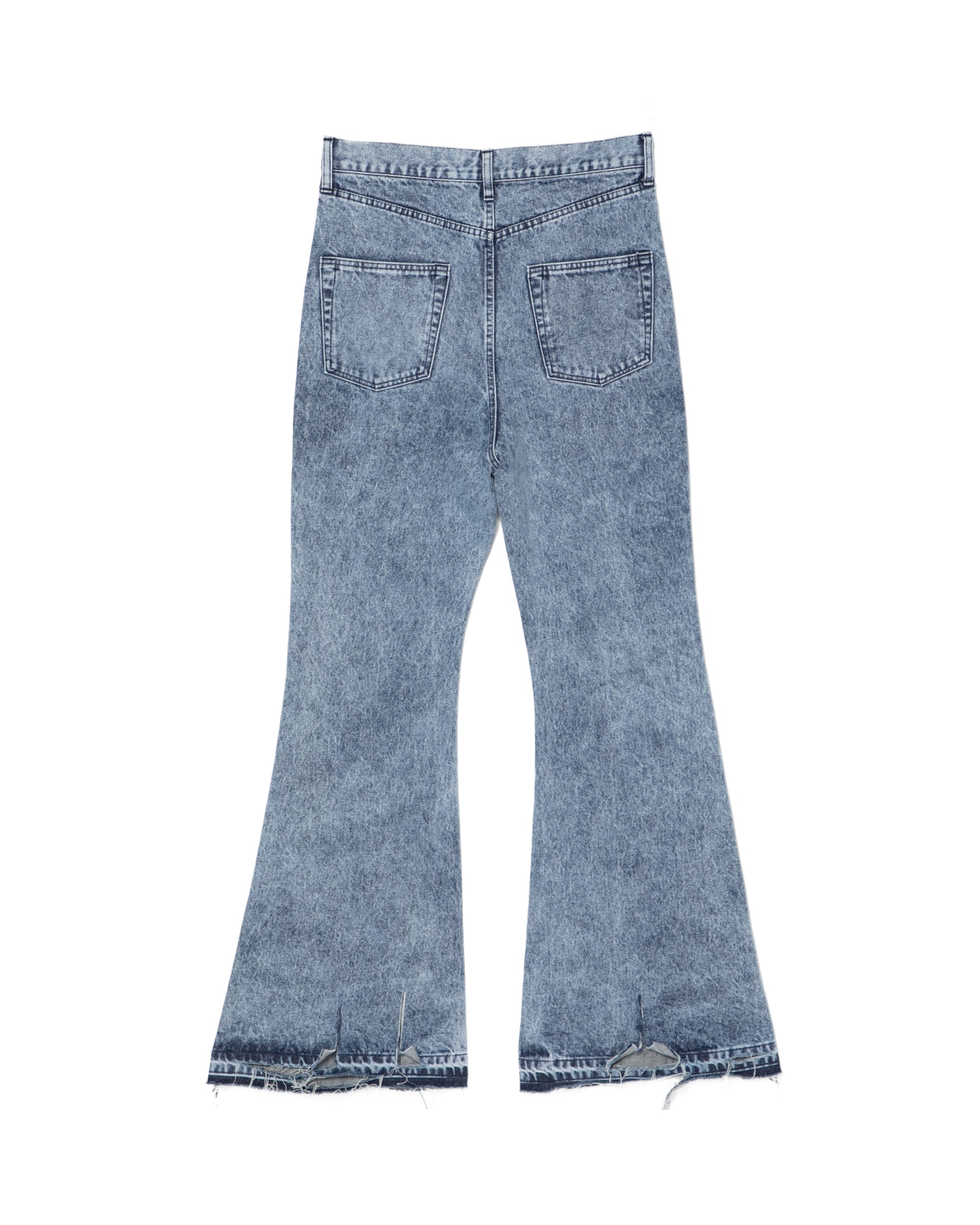 Stone washed flared jeans