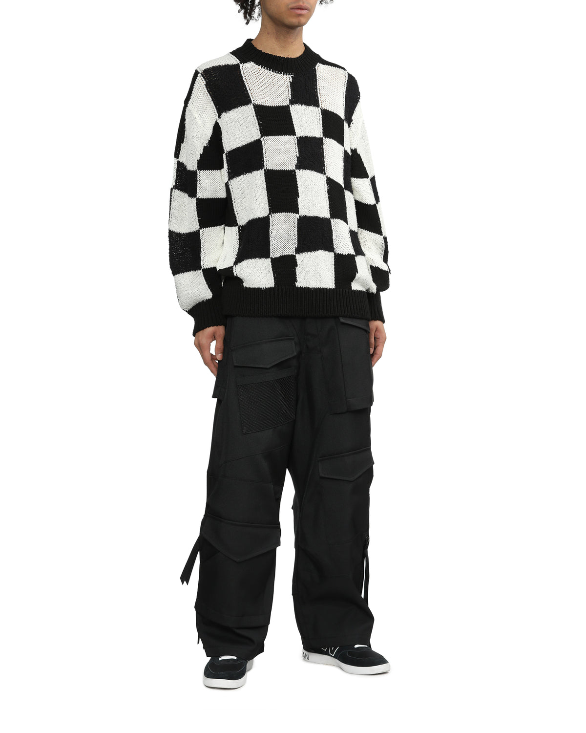 Checked knit sweater