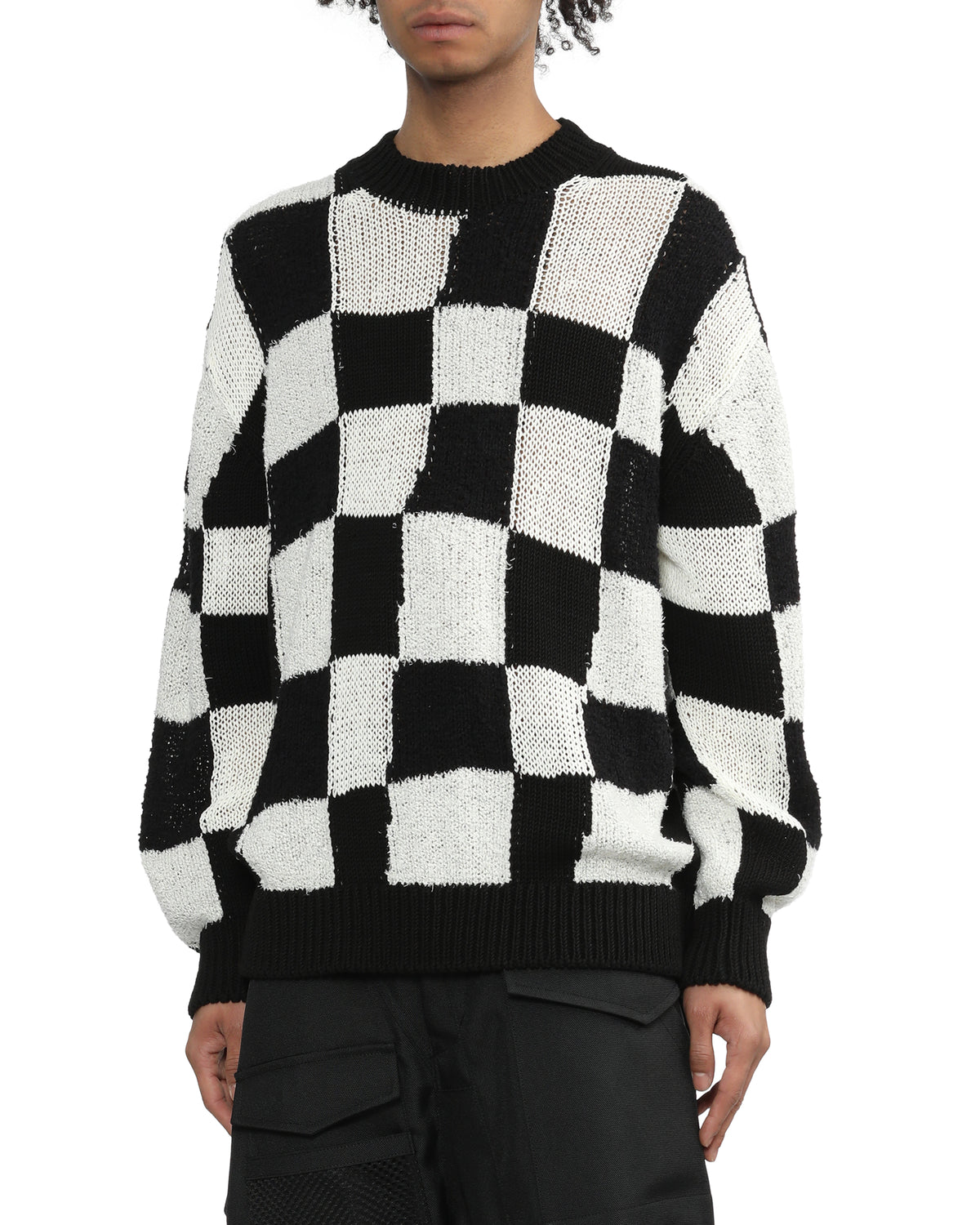 Checked knit sweater