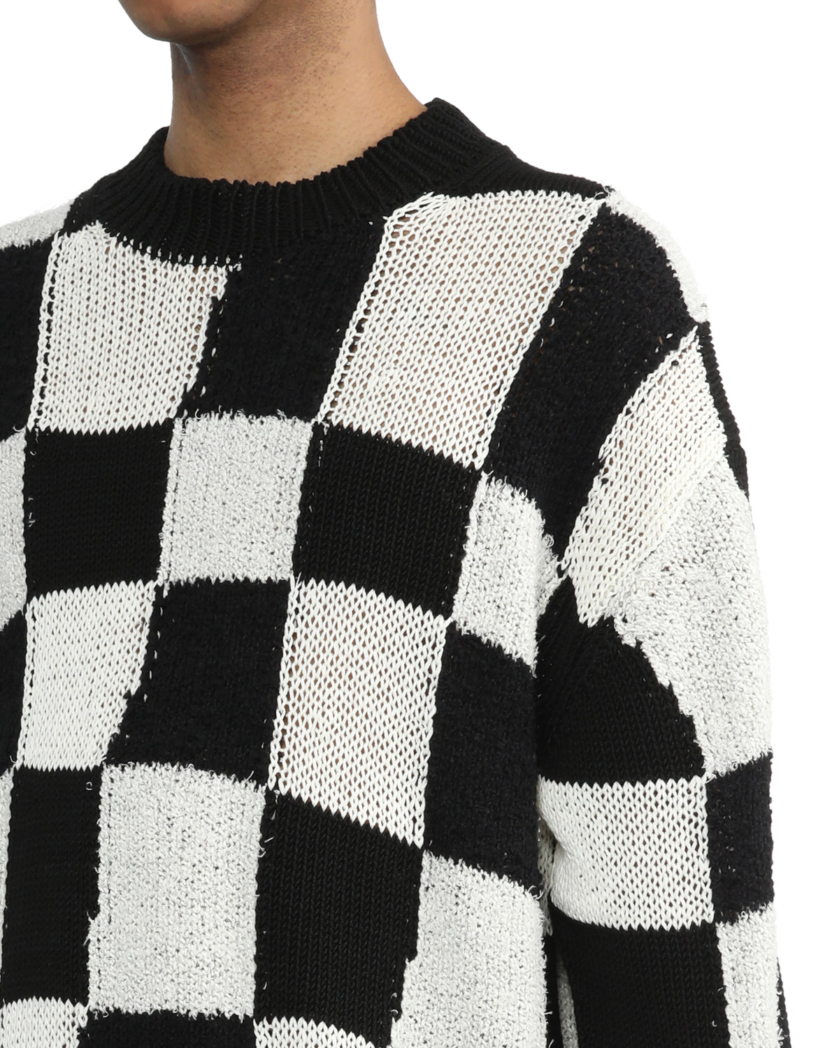 Checked knit sweater