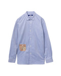 Floral patch pocket striped shirt