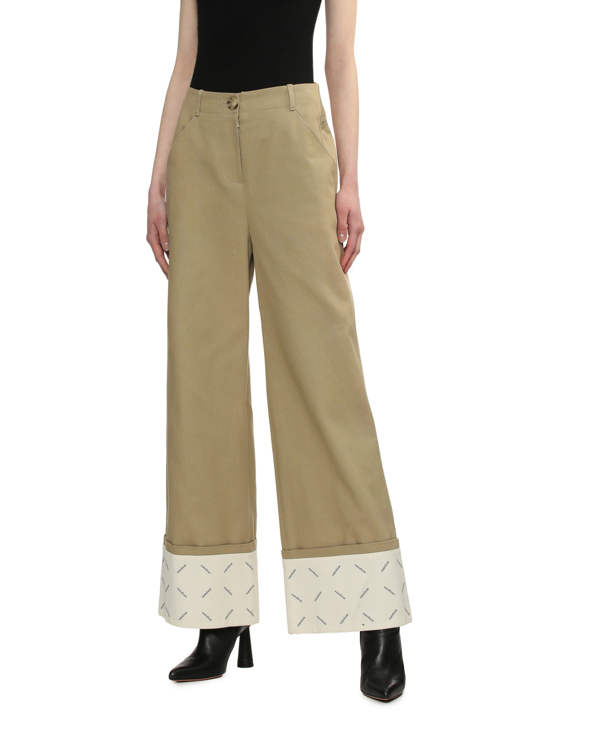 Contrast cuff pants
