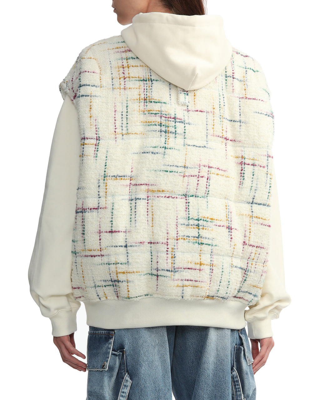 Oversized tweed bomber vest