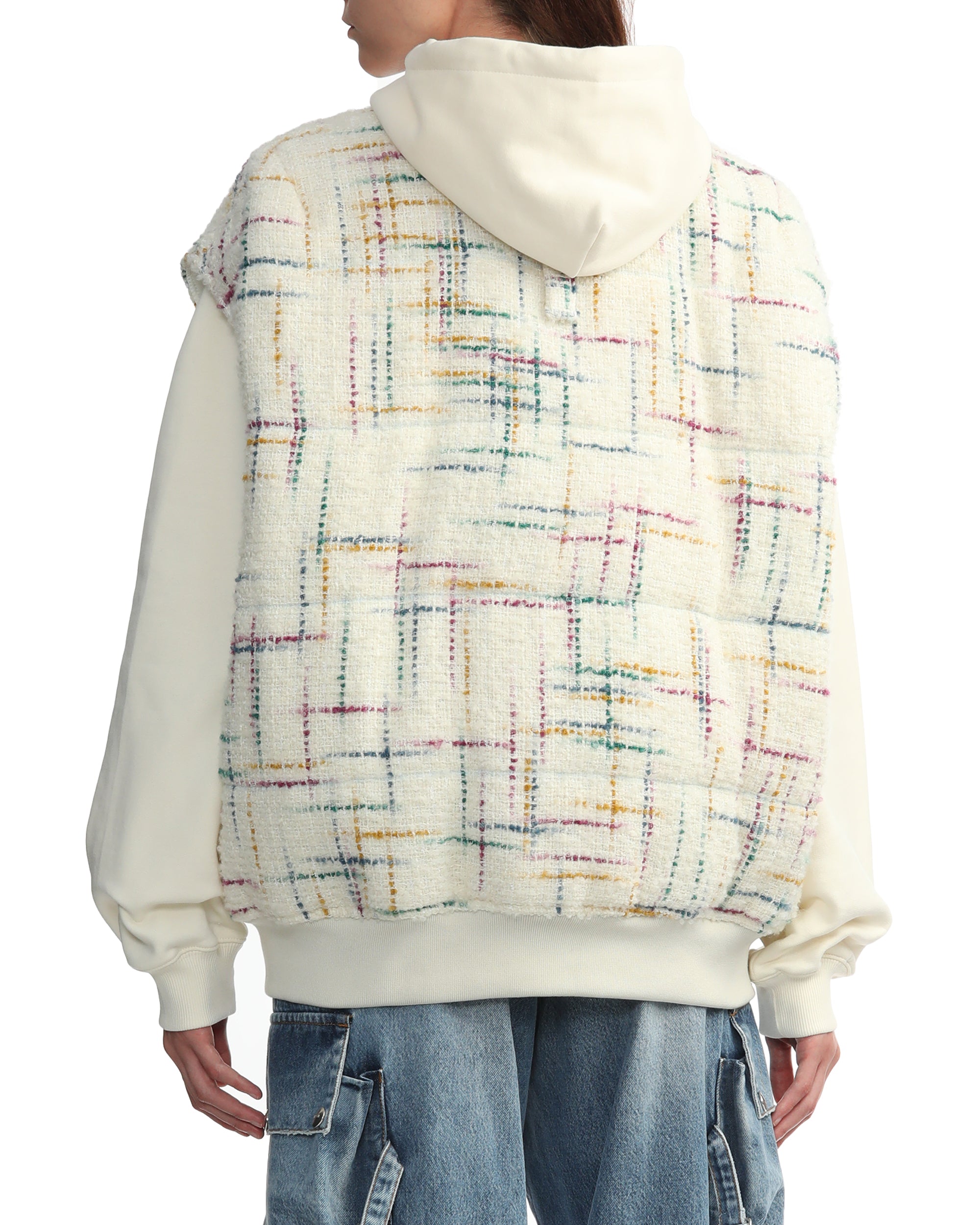 Oversized tweed bomber vest