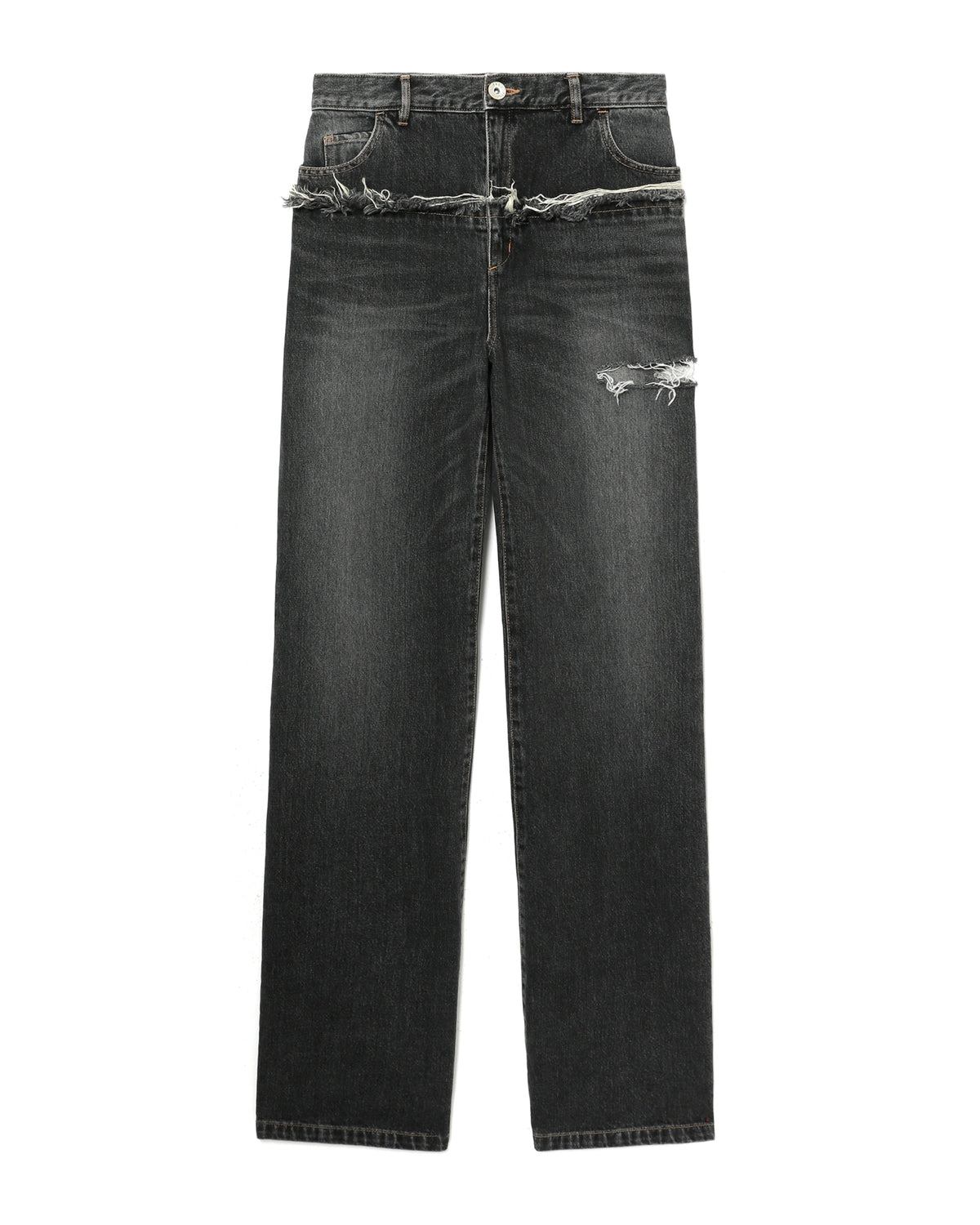 Distressed-detail straight-leg jeans