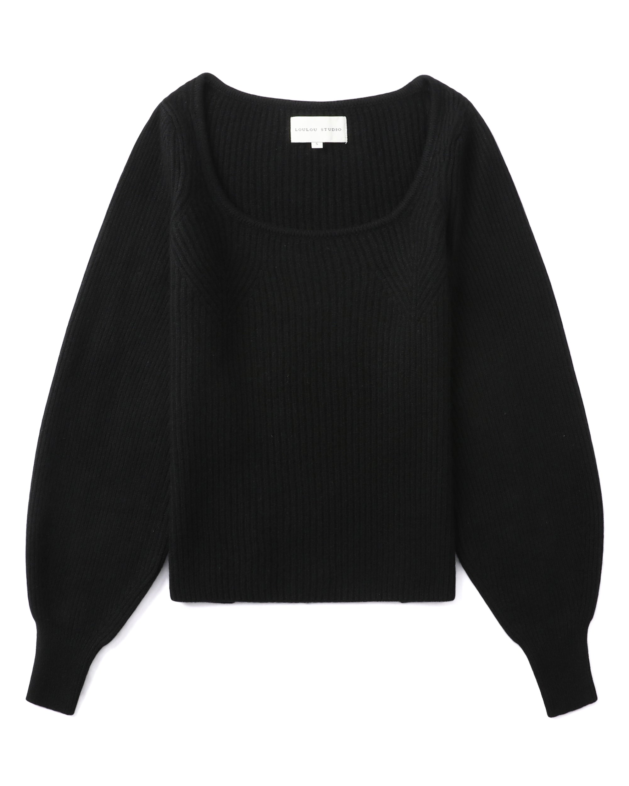 Wide neck knit sweatshirt