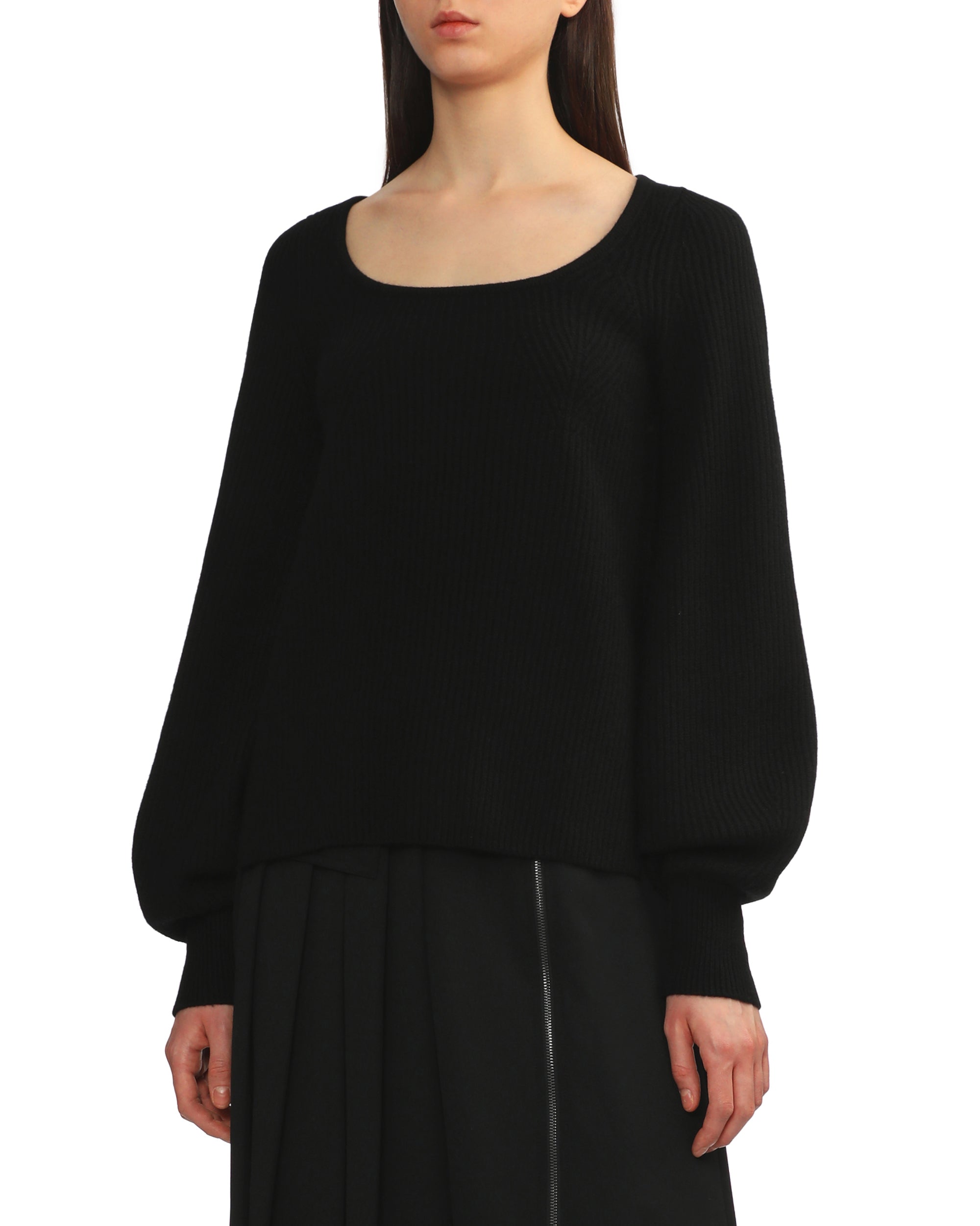 Wide neck knit sweatshirt