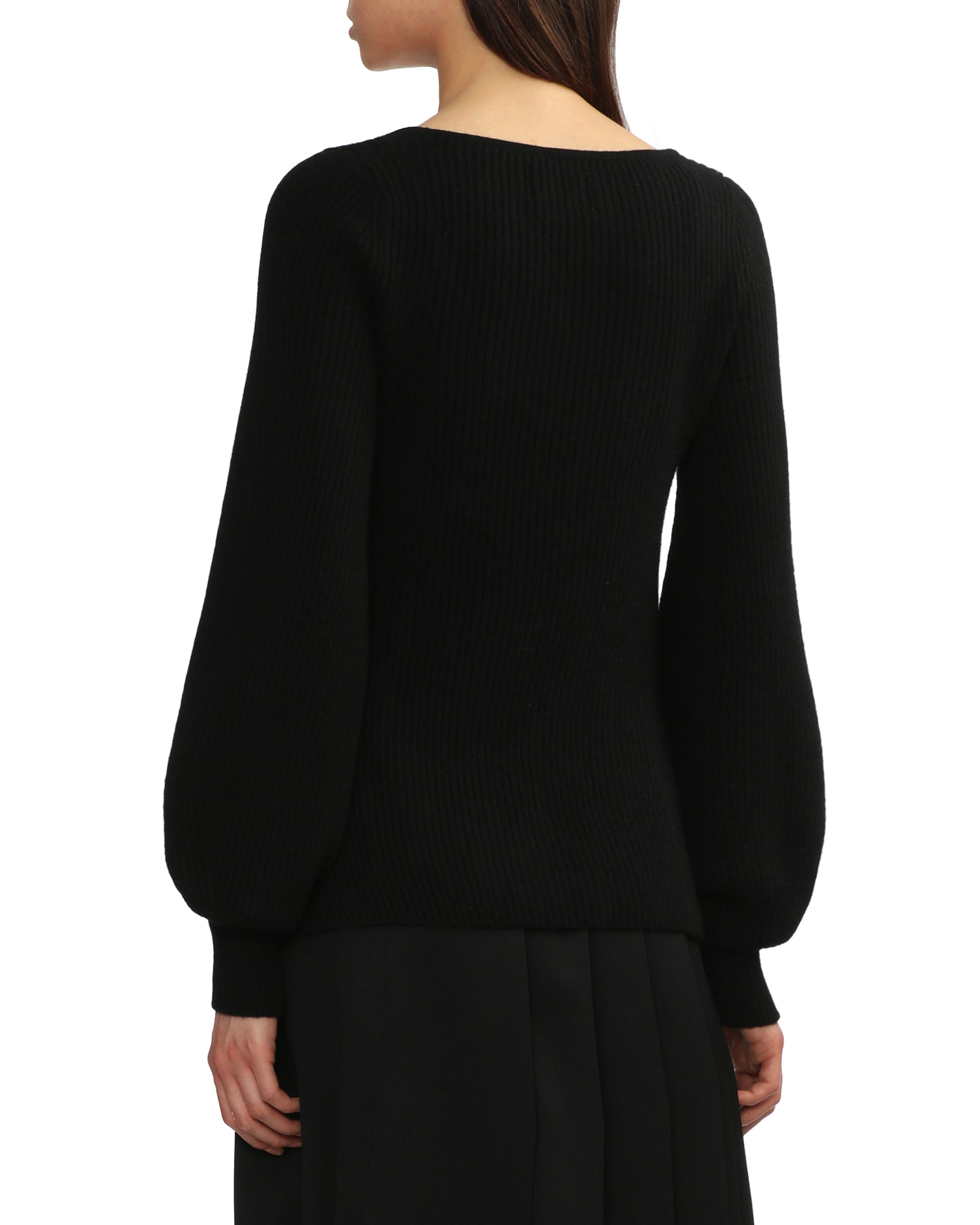 Wide neck knit sweatshirt