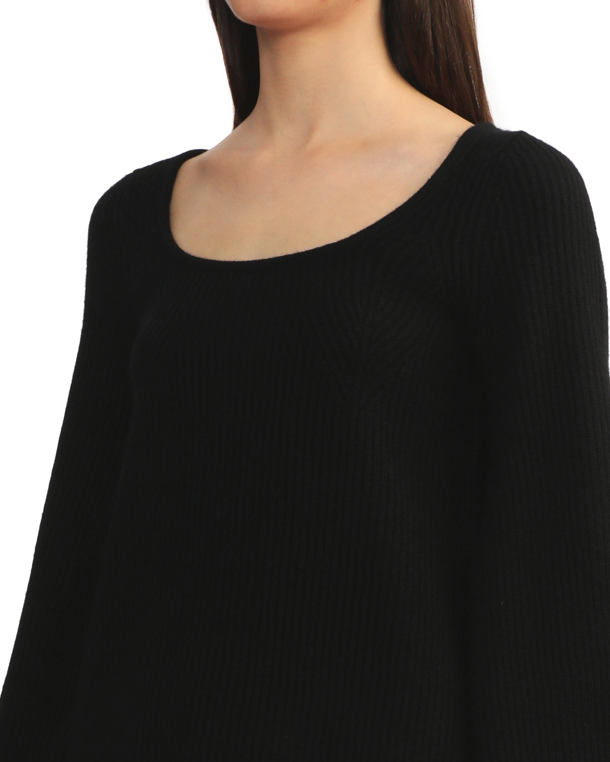 Wide neck knit sweatshirt