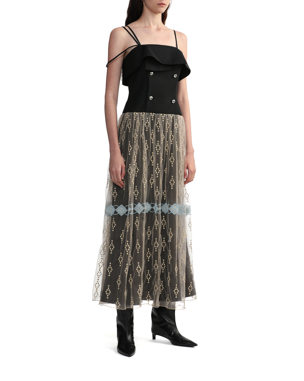 Jacquard stars double-breasted dress