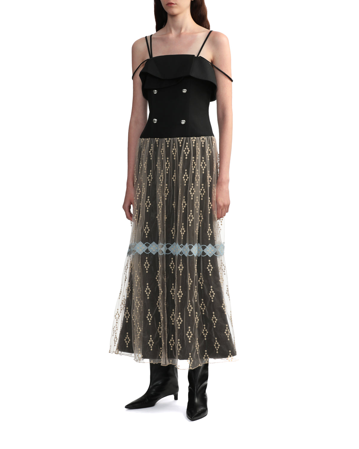 Jacquard stars double-breasted dress
