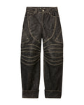 Panelled faux leather pants