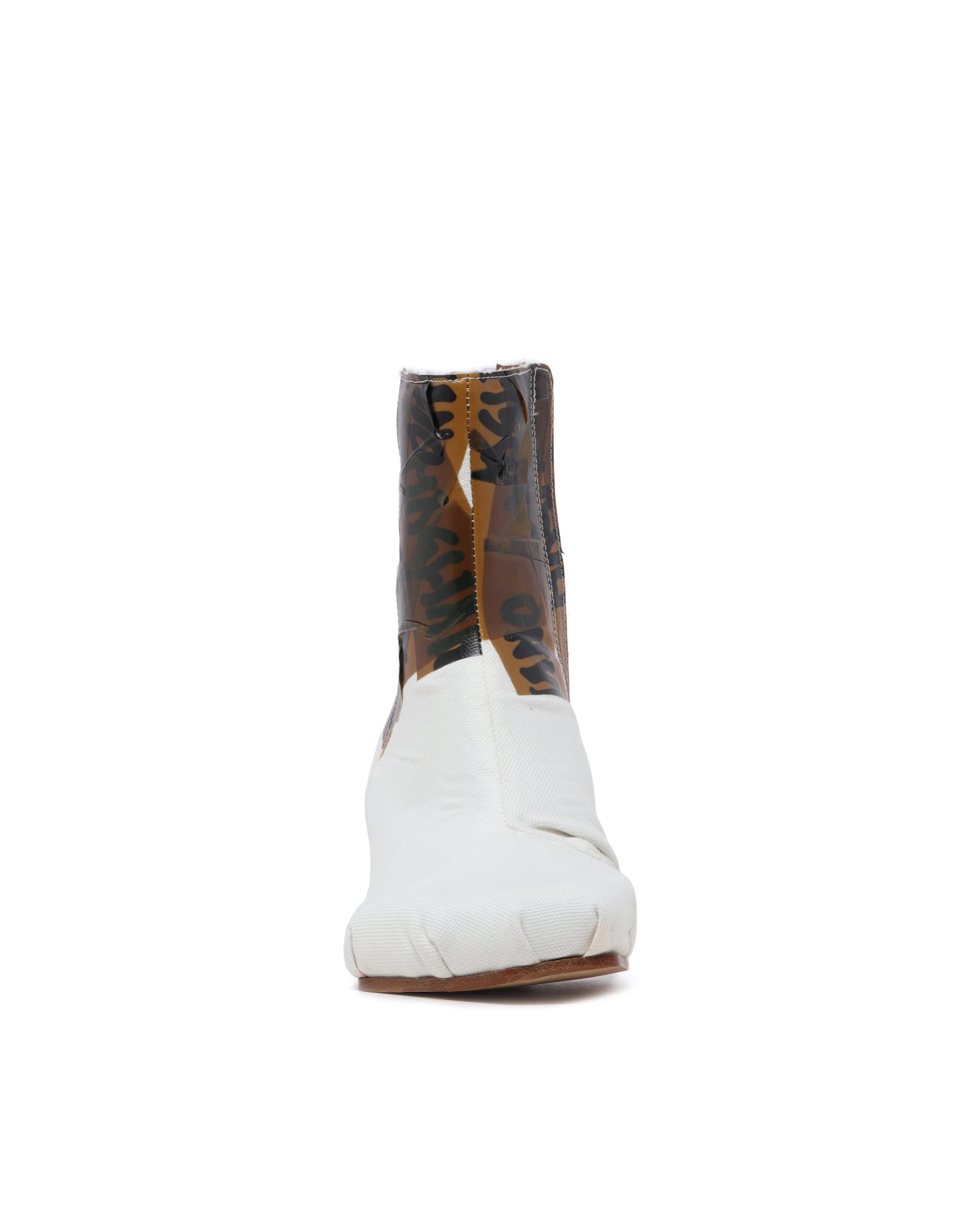 Printed distressed boots