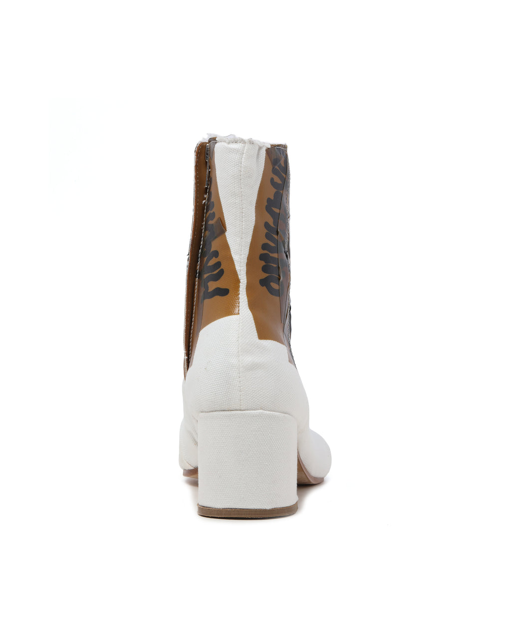 Printed distressed boots