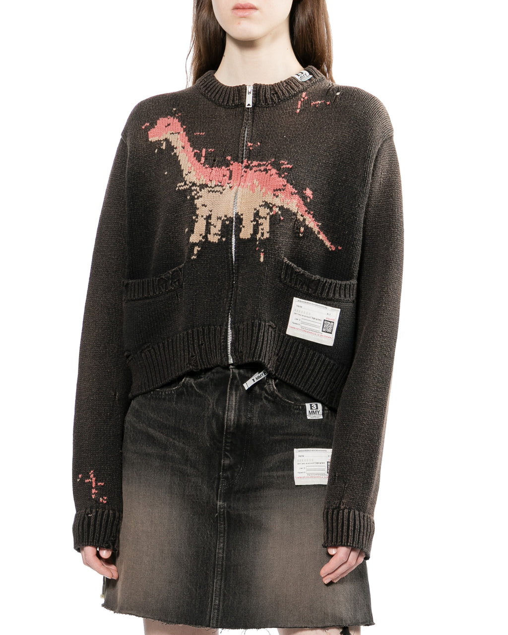 Dinosaur jacquard knit cardigan