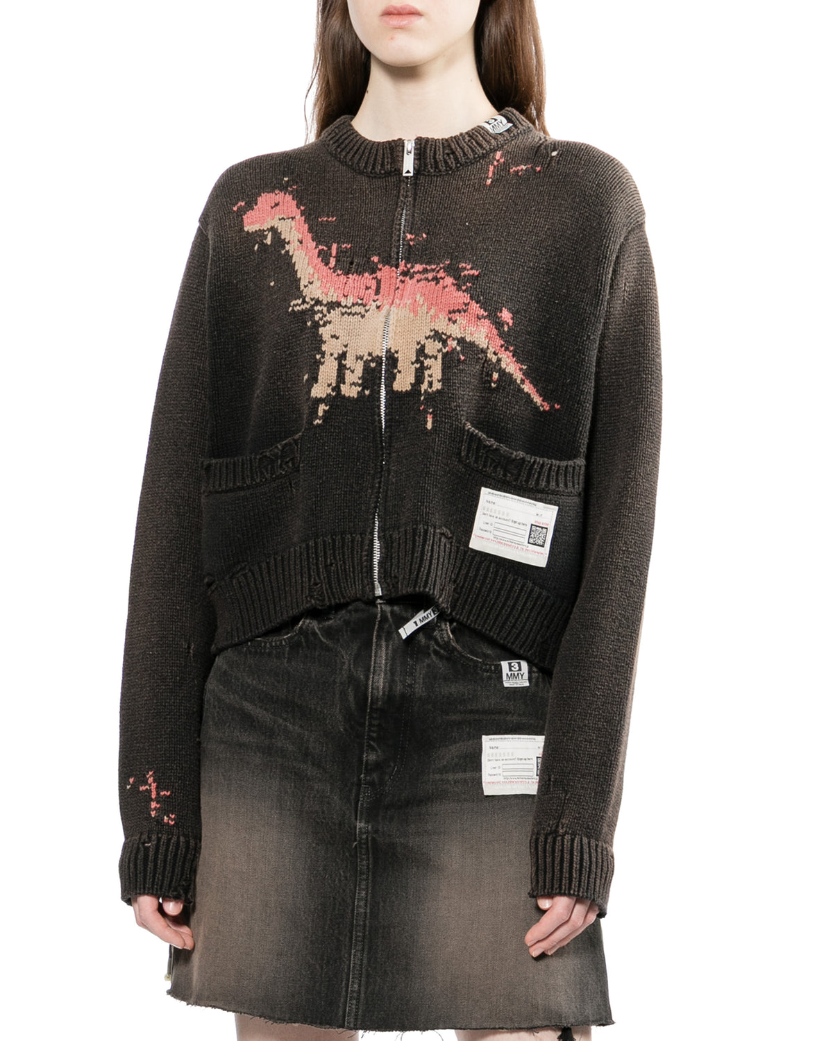 Dinosaur jacquard knit cardigan