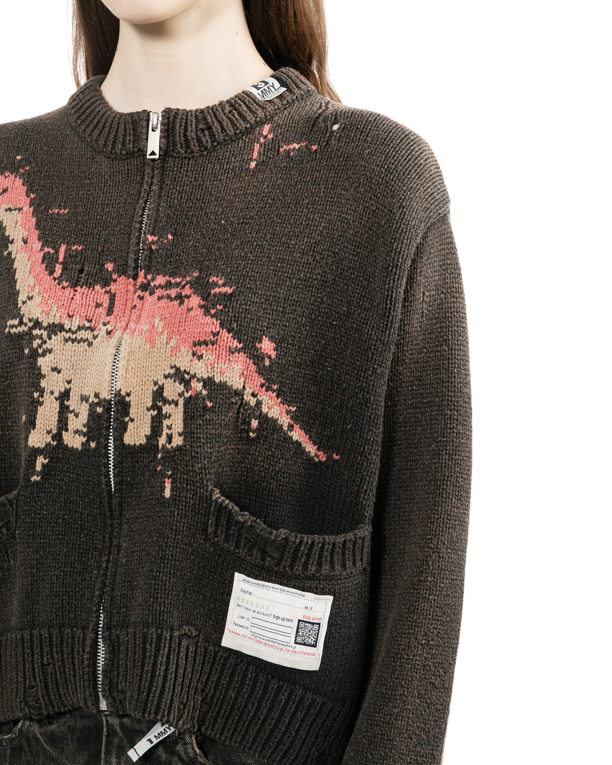 Dinosaur jacquard knit cardigan
