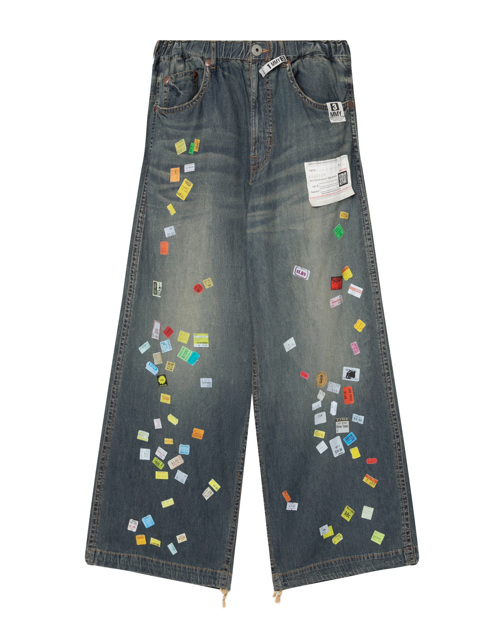 Sticker print wide-leg jeans