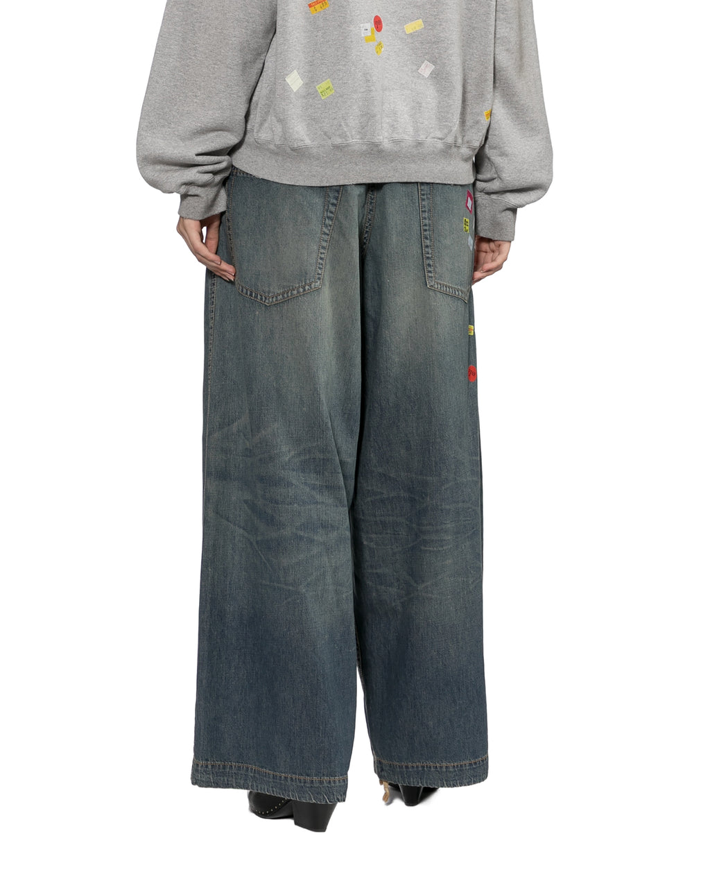 Sticker print wide-leg jeans