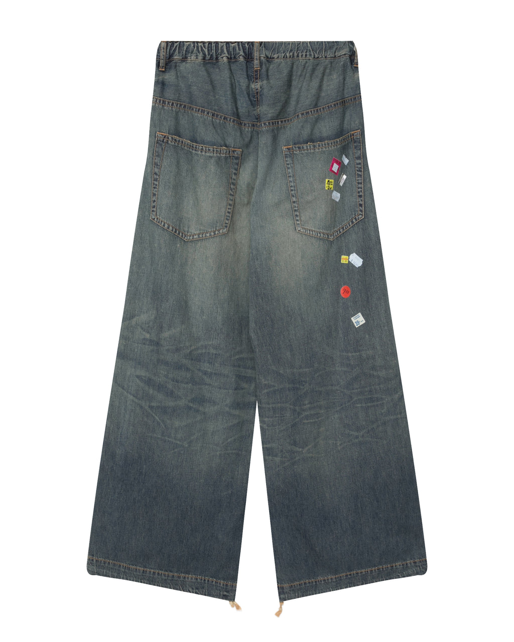 Sticker print wide-leg jeans