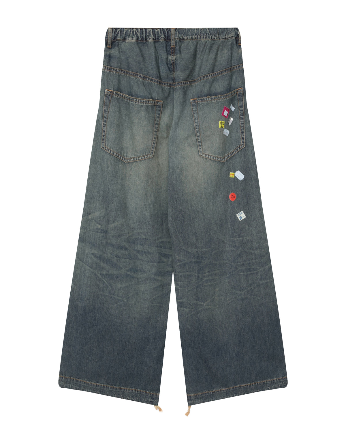Sticker print wide-leg jeans