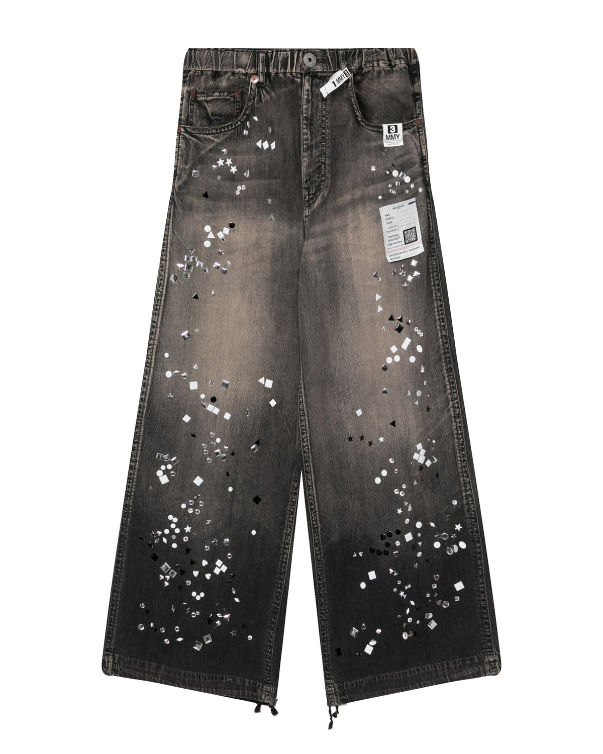 Rhinestone wide-leg jeans pants