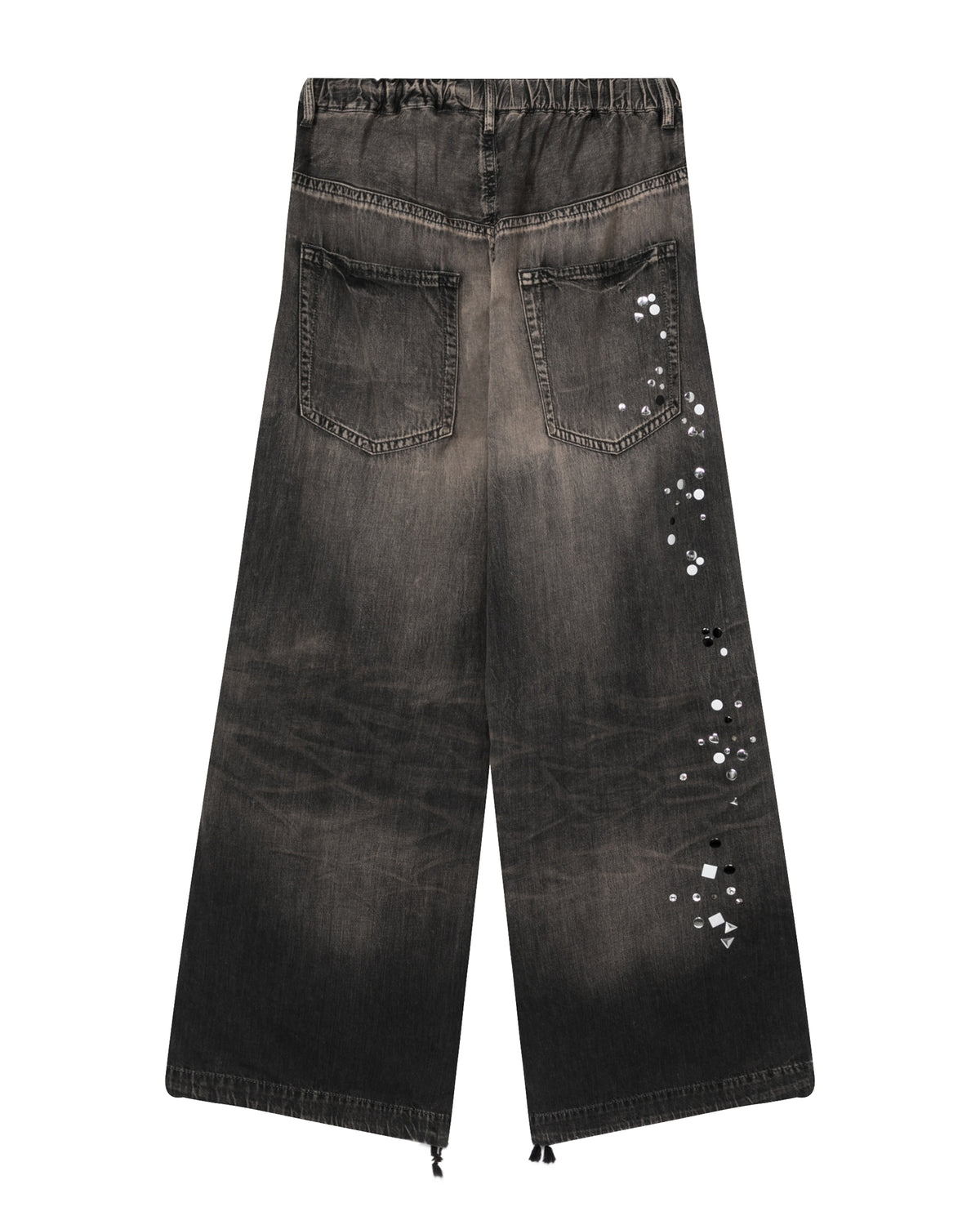 Rhinestone wide-leg jeans pants