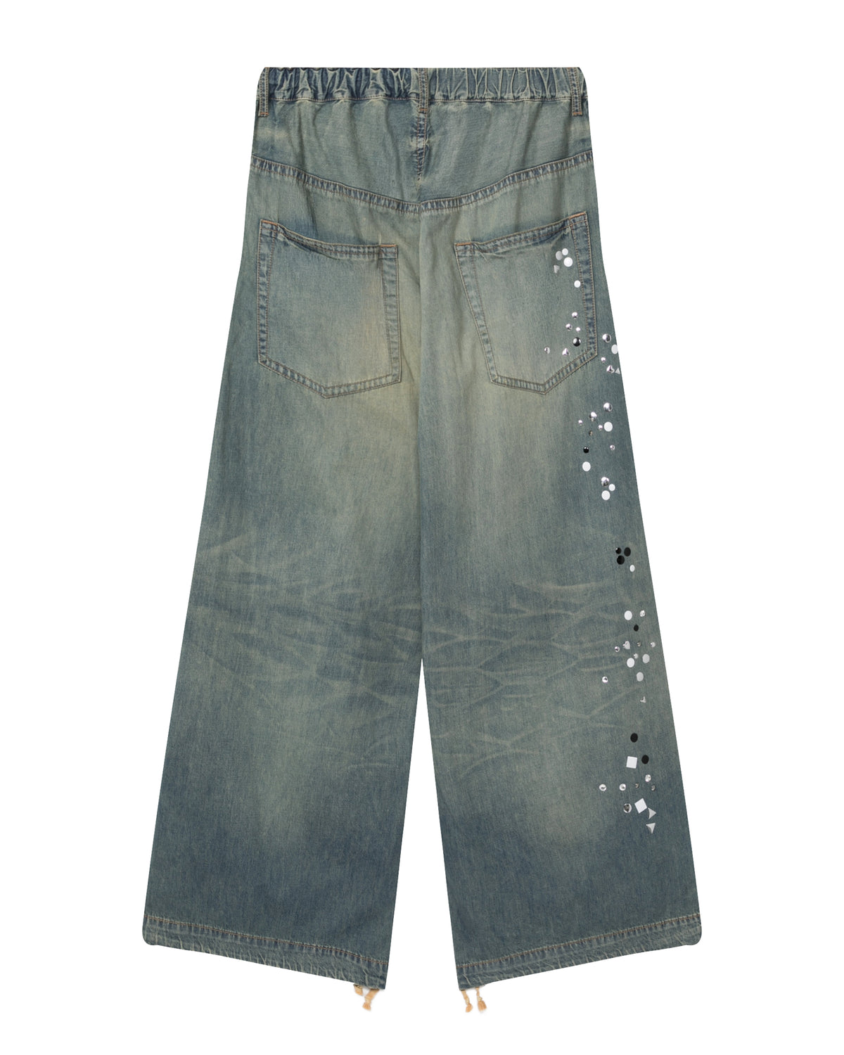 Wide-leg studded jeans