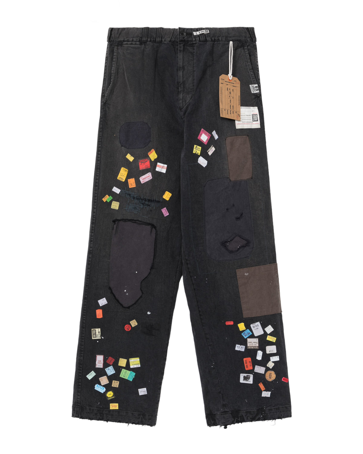 Price tag sticker distressed jeans