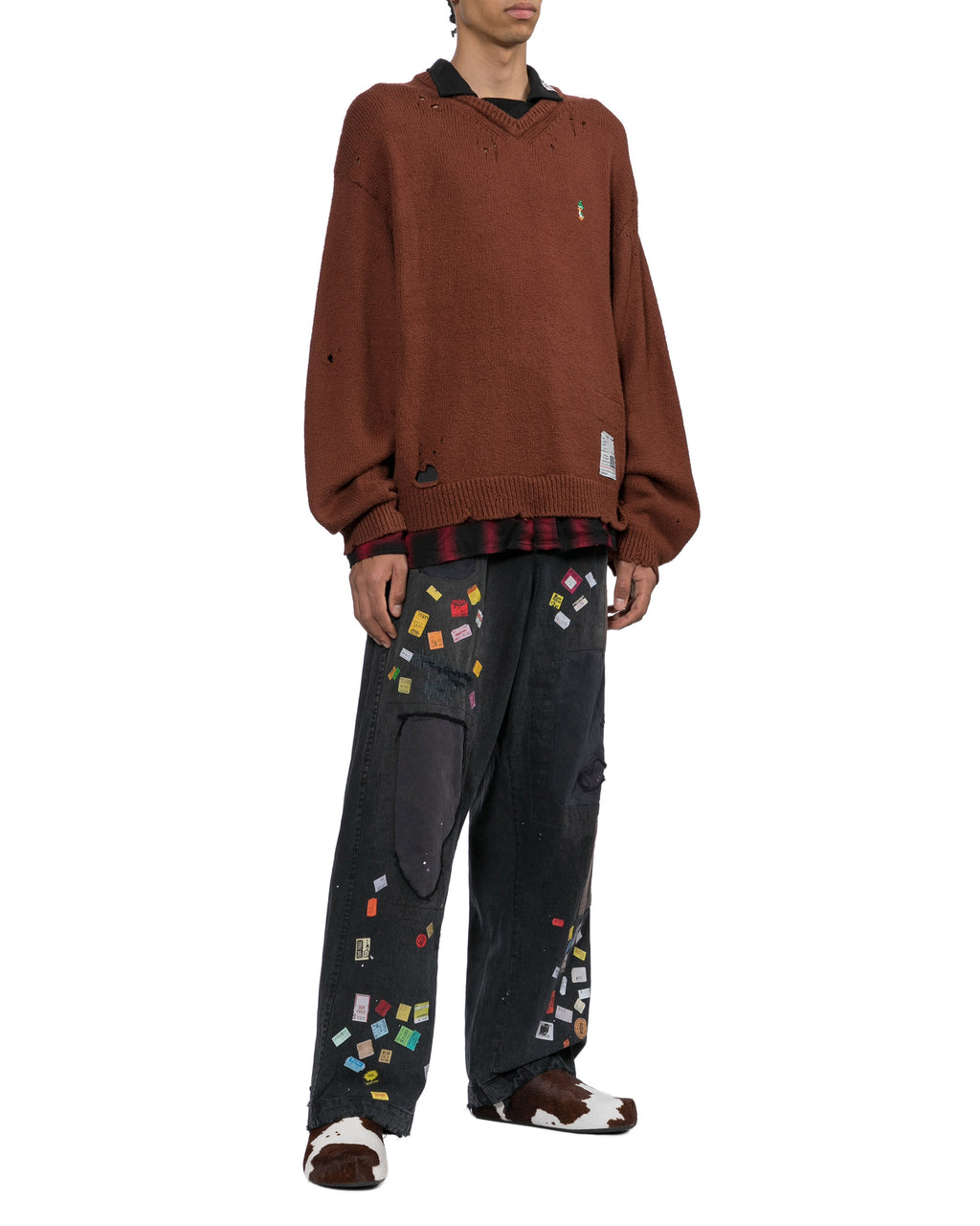 Price tag sticker distressed jeans