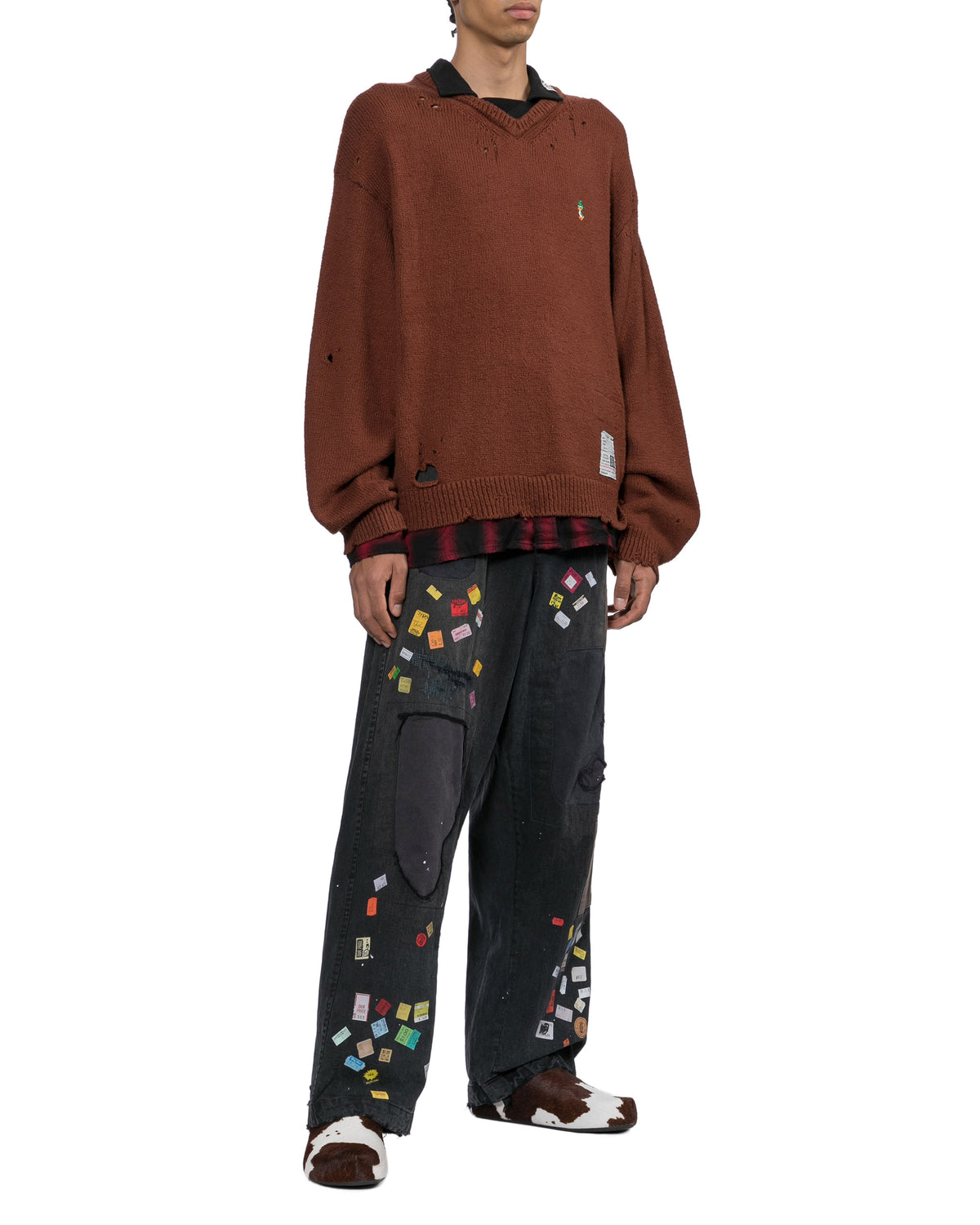 Price tag sticker distressed jeans