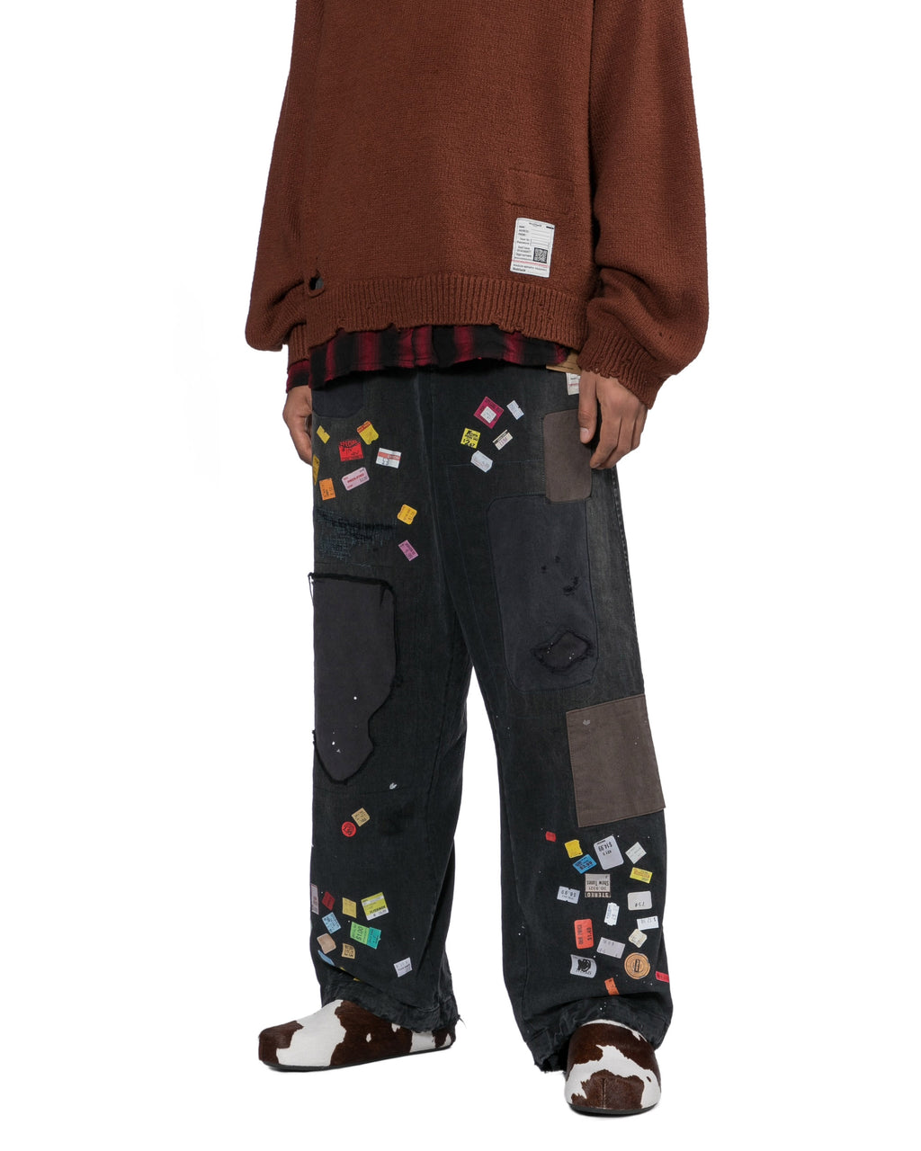 Price tag sticker distressed jeans