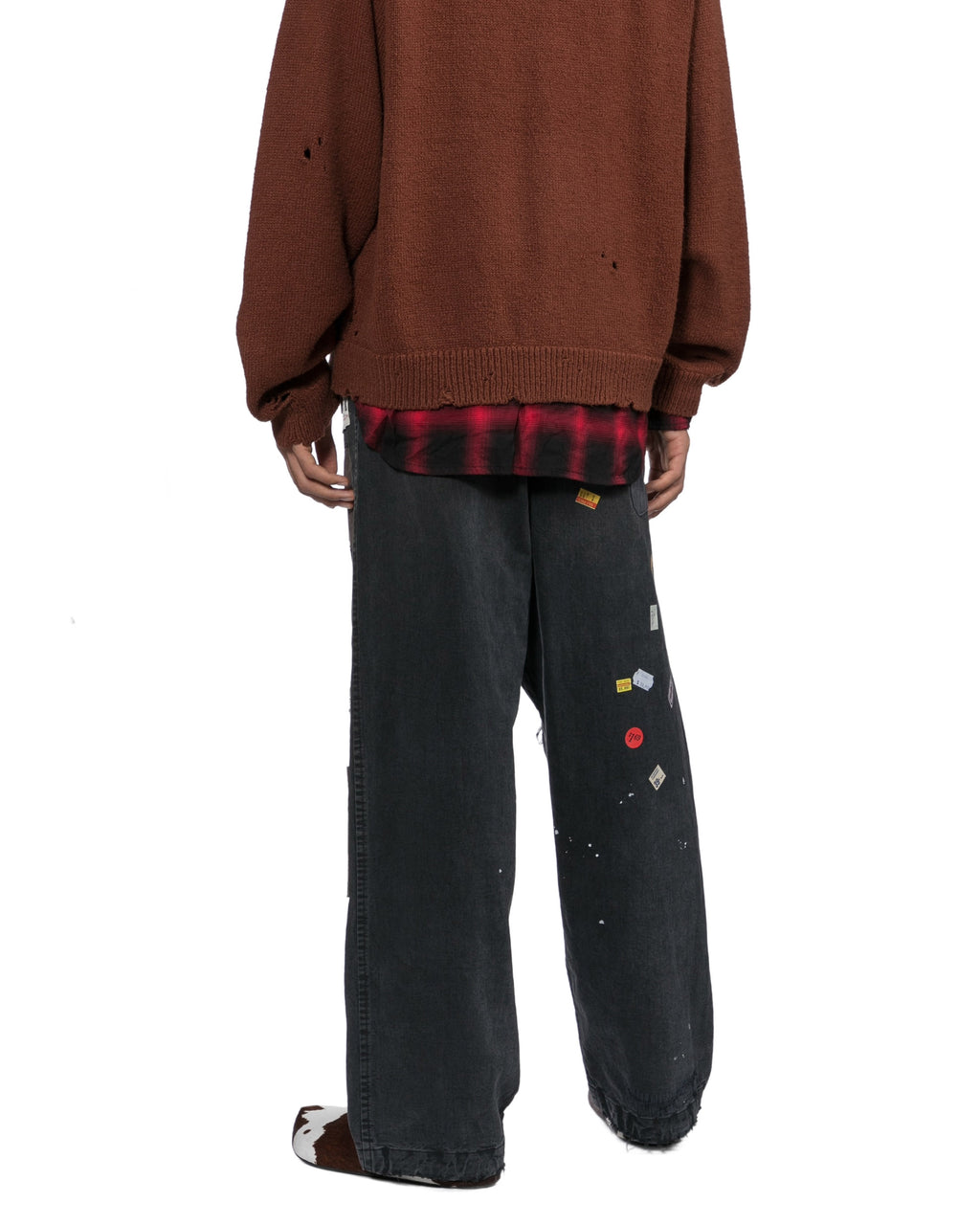 Price tag sticker distressed jeans