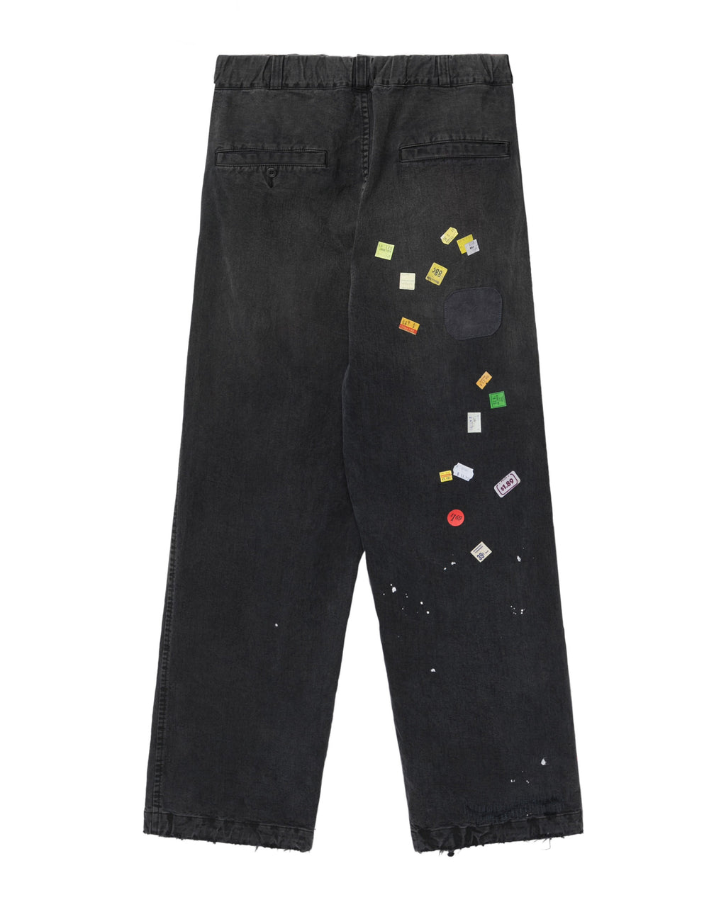 Price tag sticker distressed jeans
