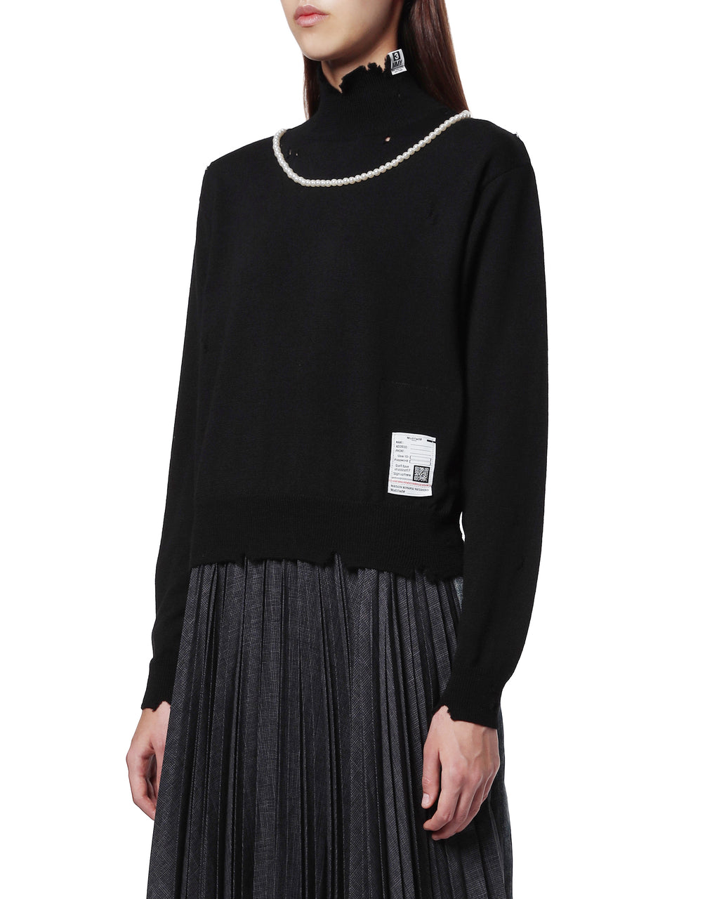 Pearl distressed knit sweater