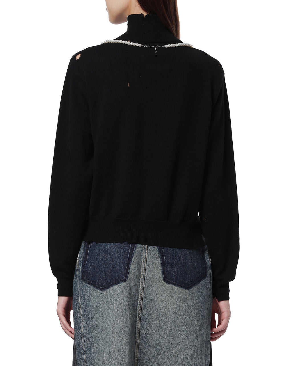 Pearl distressed knit sweater