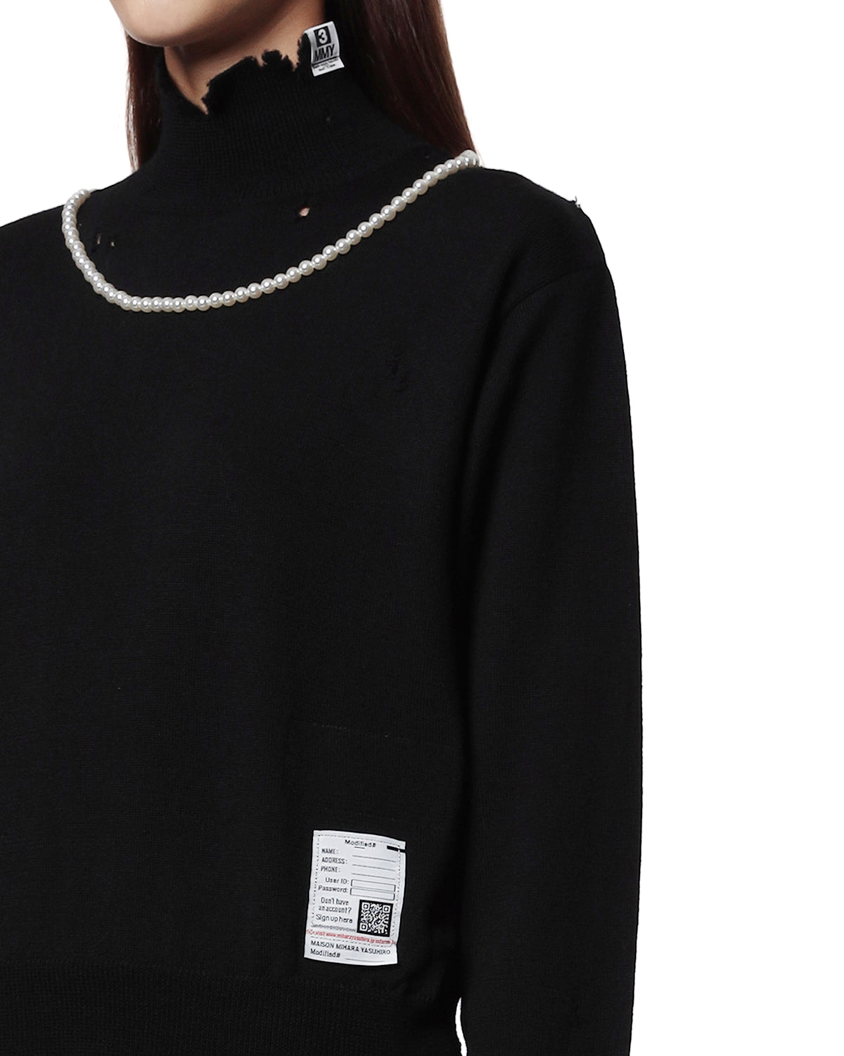 Pearl distressed knit sweater