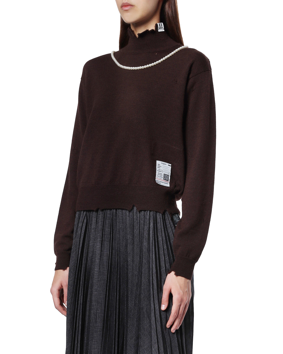 Pearl distressed knit sweater