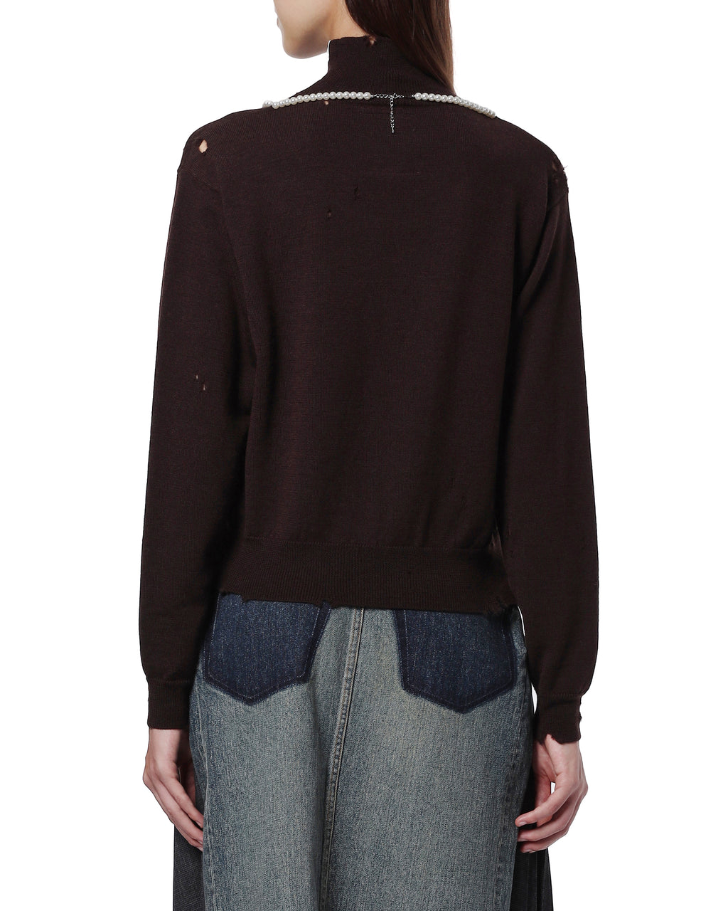 Pearl distressed knit sweater