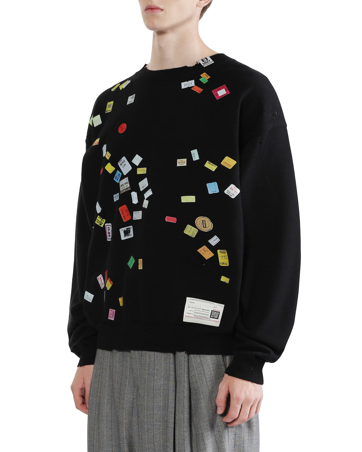 Price tag sticker printed sweater