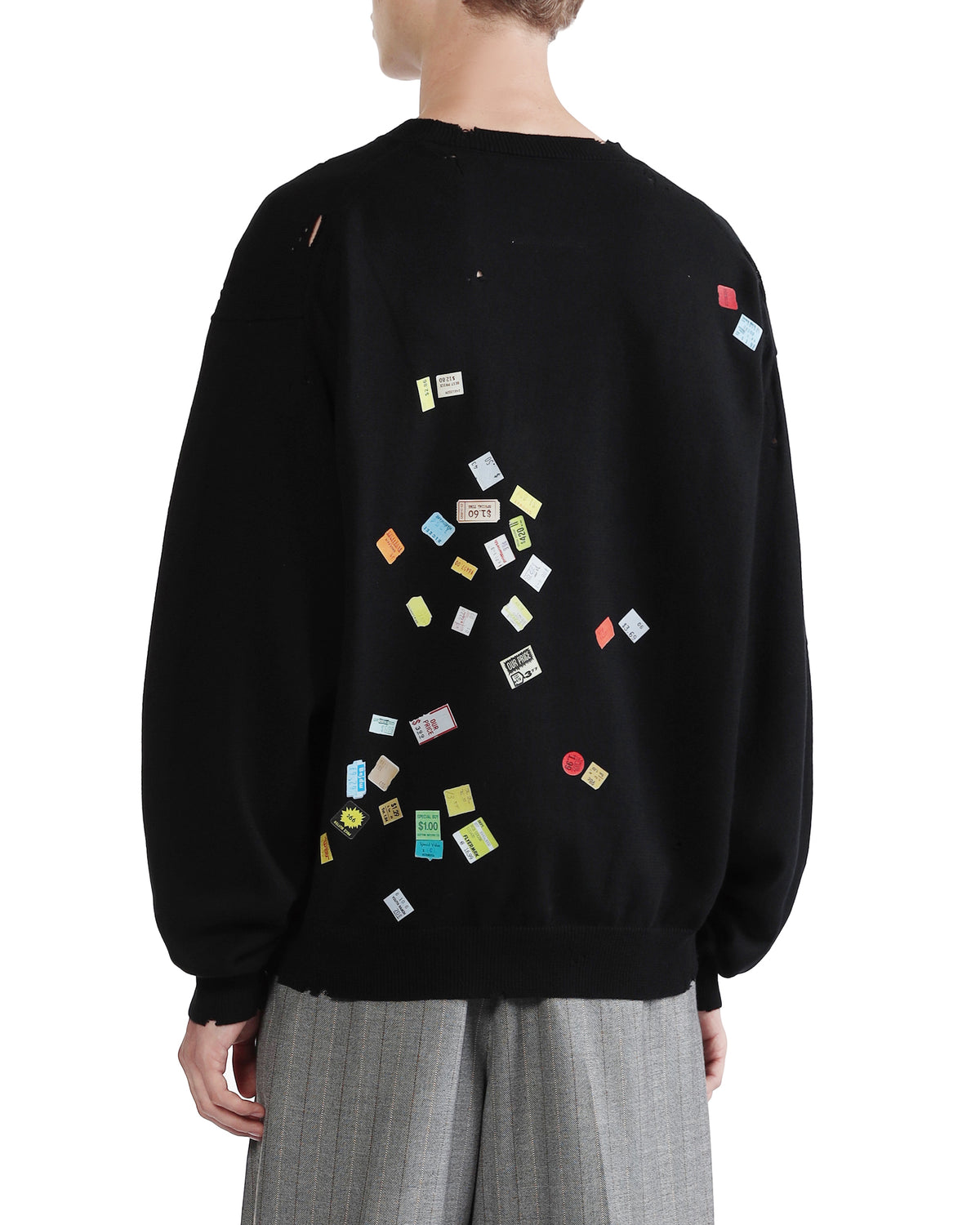 Price tag sticker printed sweater