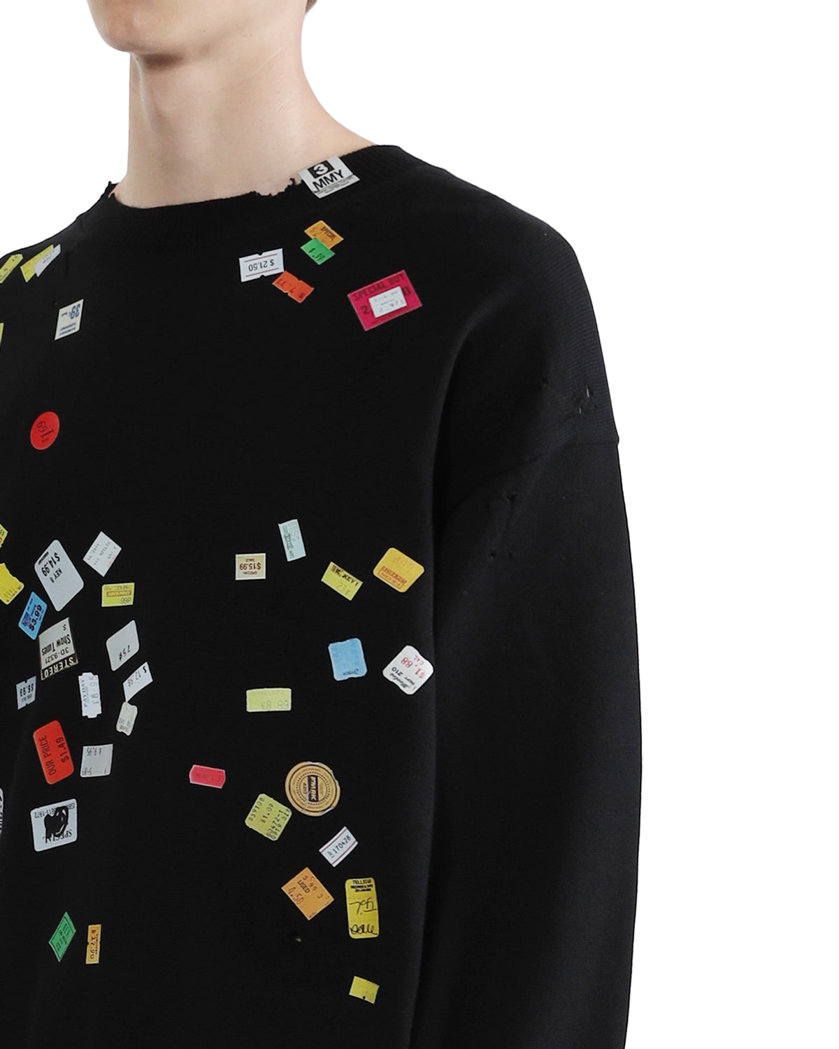 Price tag sticker printed sweater