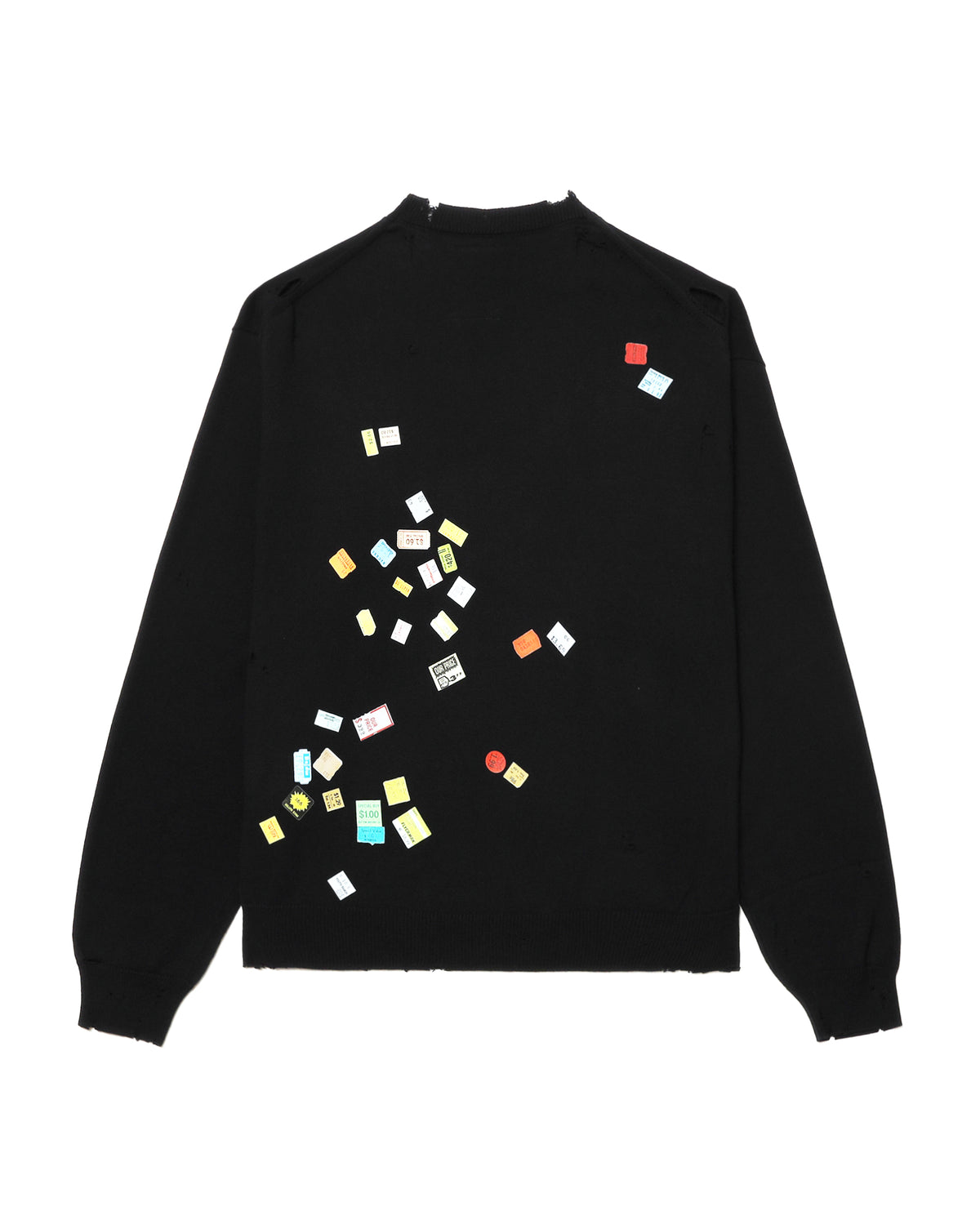 Price tag sticker printed sweater
